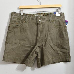Dakota Blue Women's Shorts Mid Rise  Pockets Flap‎ with Button Olive